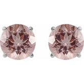 Sterling Silver 7 mm Natural Pink Morganite Stud Earrings